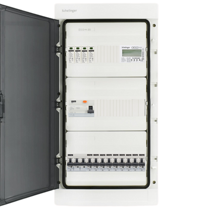Sicherungskasten, 2,3,4,5 Reihig, Aufputz, Unterputz, Hohlwand, verdrahtet, VDE 1 x FI 40A/30mA + 1 x 3P LS B32  + 9 x 1P LS B16