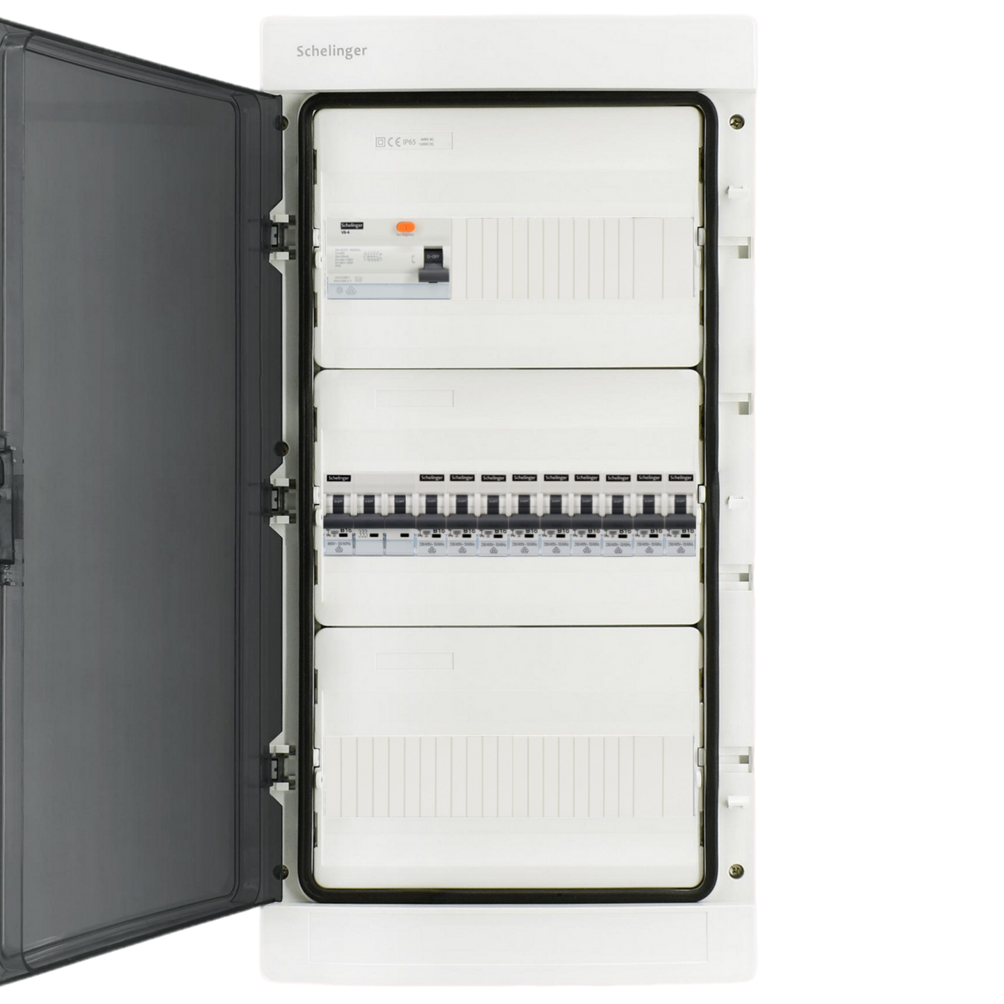 Sicherungskasten, 2,3,4,5 Reihig, Aufputz, Unterputz, Hohlwand, verdrahtet, VDE 1 x FI 40A/30mA + 1 x 3P LS B16  + 9 x 1P LS B16