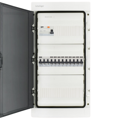 Sicherungskasten, 2,3,4,5 Reihig, Aufputz, Unterputz, Hohlwand, verdrahtet, VDE 1 x FI 40A/30mA + 1 x 3P LS B16  + 9 x 1P LS B16