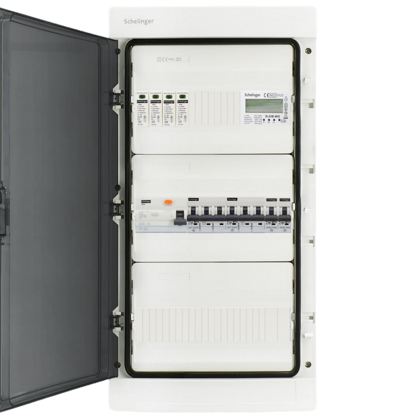 Sicherungskasten, 2,3,4,5 Reihig, Aufputz, Unterputz, Hohlwand, verdrahtet, VDE 1 x FI 40A/30mA + 2 x 3P LS B16 + 2 x 1P LS B16