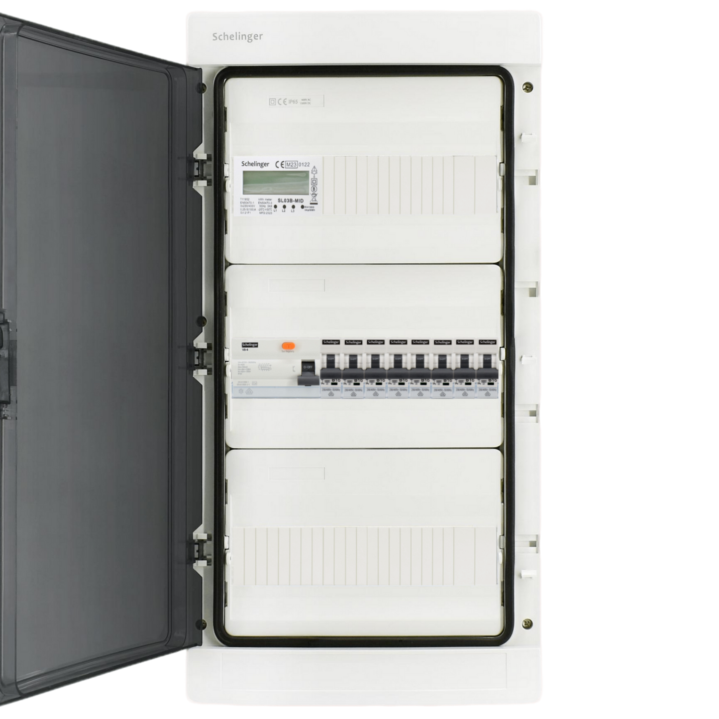 Sicherungskasten, 2,3,4,5 Reihig, Aufputz, Unterputz, Hohlwand, verdrahtet, VDE 1 x FI 40A/30mA + 8 x 1P LS B16