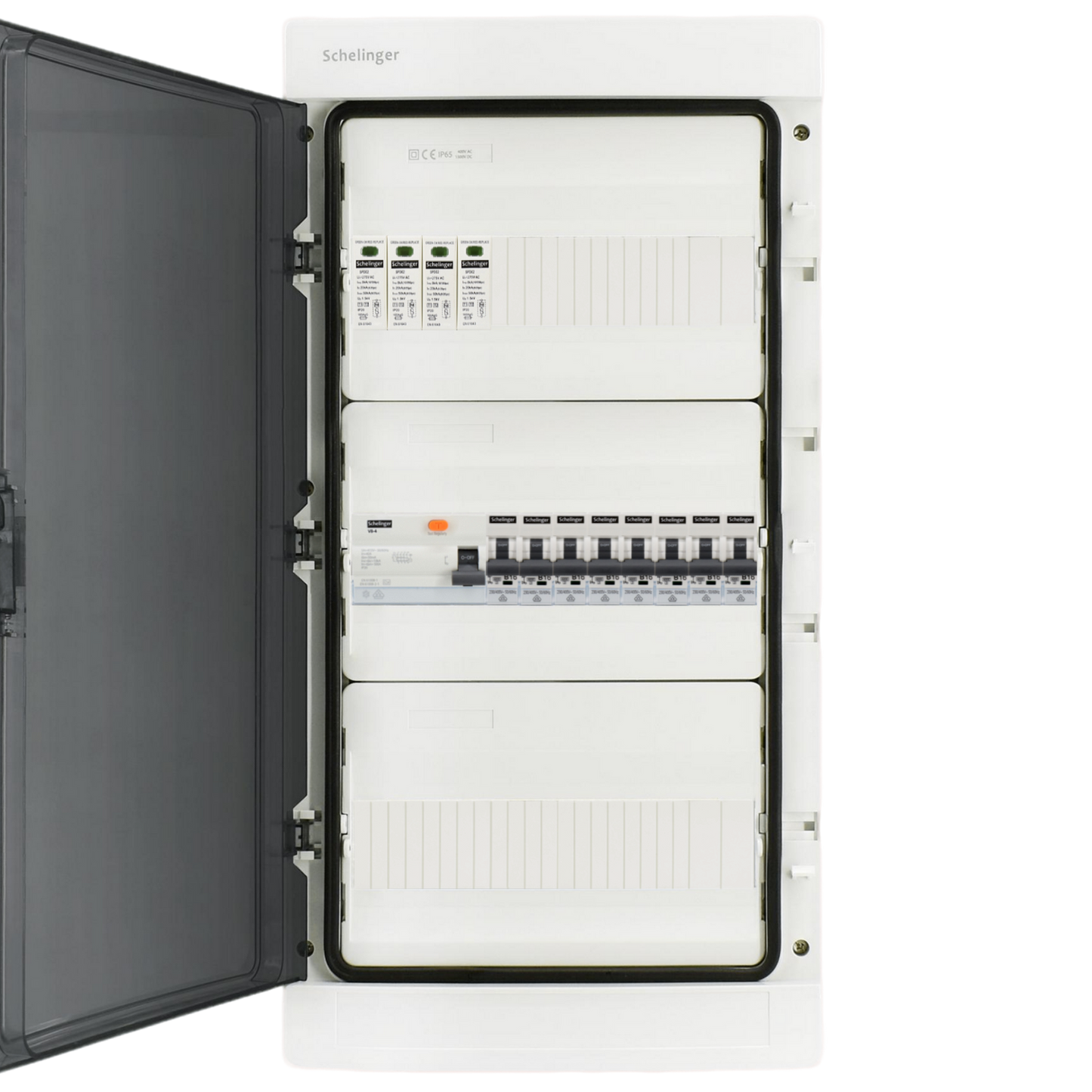 Sicherungskasten, 2,3,4,5 Reihig, Aufputz, Unterputz, Hohlwand, verdrahtet, VDE 1 x FI 40A/30mA + 8 x 1P LS B16