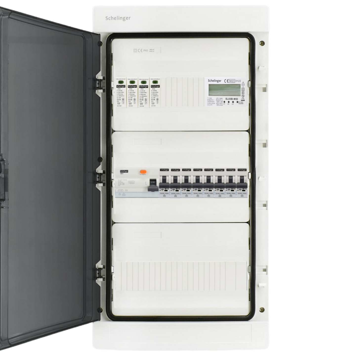 Sicherungskasten, 2,3,4,5 Reihig, Aufputz, Unterputz, Hohlwand, verdrahtet, VDE 1 x FI 40A/30mA + 8 x 1P LS B16