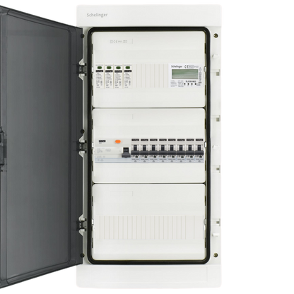 Sicherungskasten, 2,3,4,5 Reihig, Aufputz, Unterputz, Hohlwand, verdrahtet, VDE 1 x FI 40A/30mA + 8 x 1P LS B16