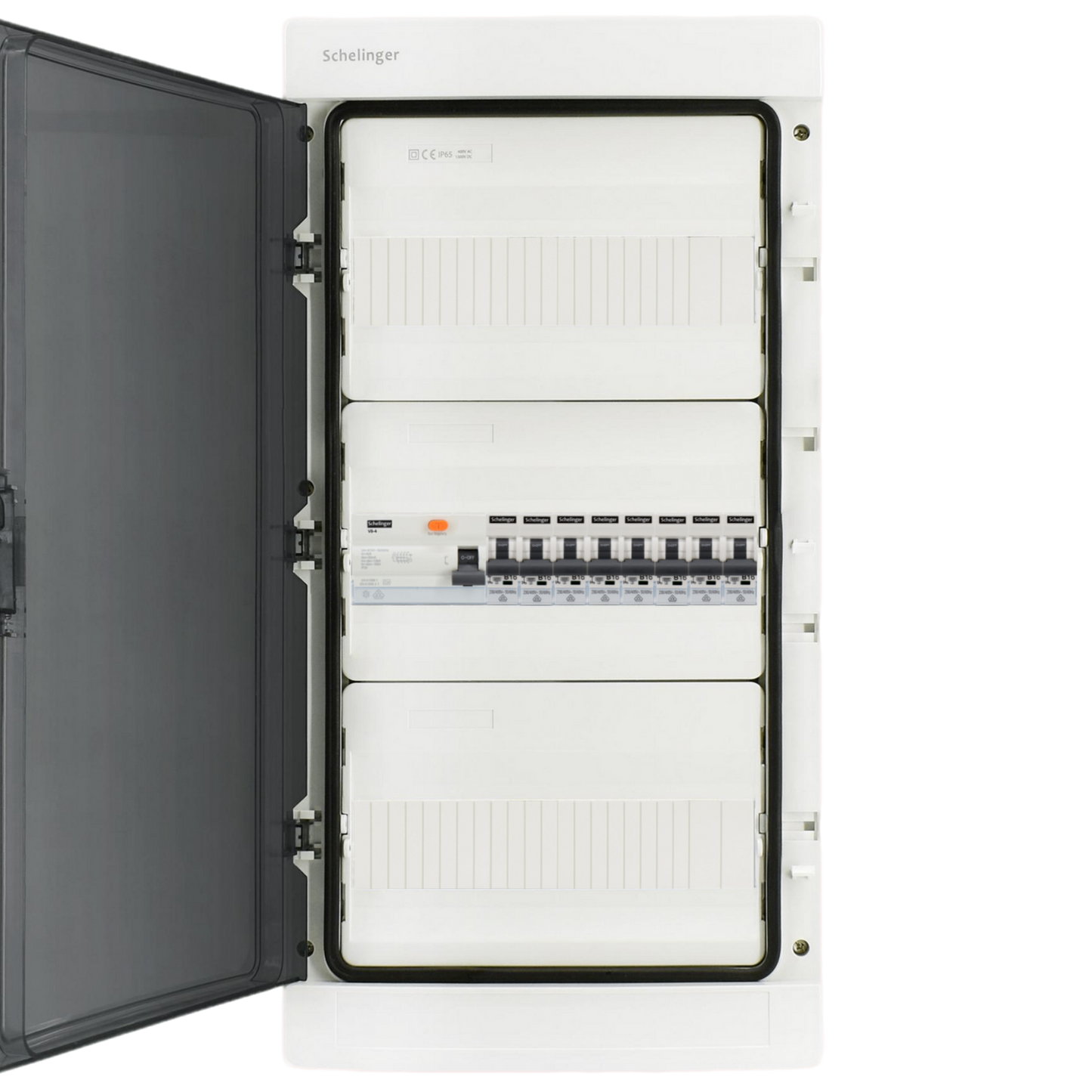 Sicherungskasten, 2,3,4,5 Reihig, Aufputz, Unterputz, Hohlwand, verdrahtet, VDE 1 x FI 40A/30mA + 8 x 1P LS B16