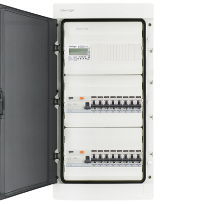 Sicherungskasten,3,4,5 Reihig, Aufputz, Unterputz, Hohlwand, verdrahtet, VDE 2 x FI 40A/30mA + 16 x 1P LS B16