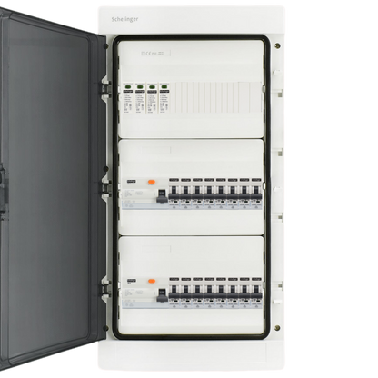 Sicherungskasten,3,4,5 Reihig, Aufputz, Unterputz, Hohlwand, verdrahtet, VDE 2 x FI 40A/30mA + 16 x 1P LS B16