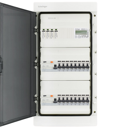 Sicherungskasten,3,4,5 Reihig, Aufputz, Unterputz, Hohlwand, verdrahtet, VDE 2 x FI 40A/30mA + 16 x 1P LS B16