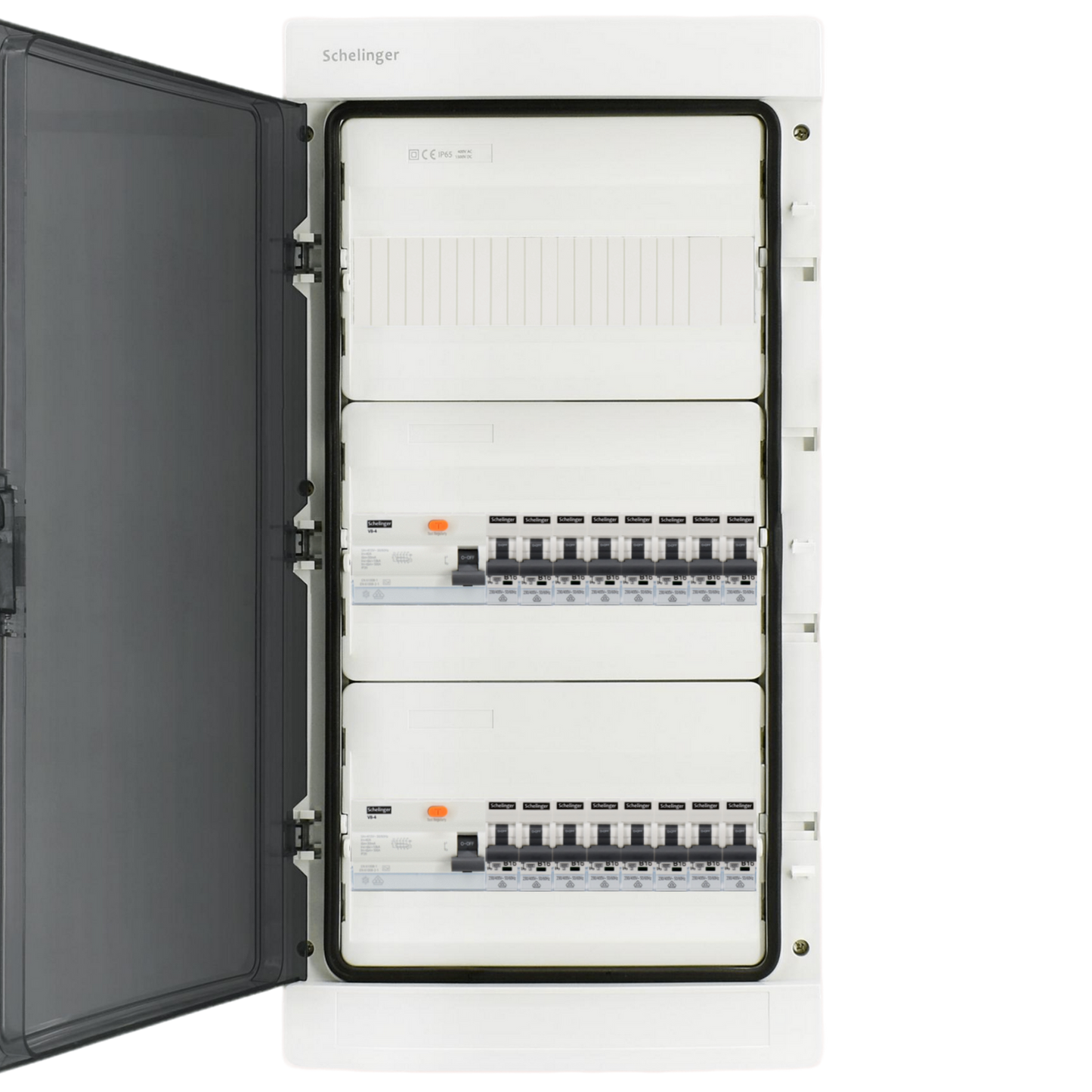 Sicherungskasten,3,4,5 Reihig, Aufputz, Unterputz, Hohlwand, verdrahtet, VDE 2 x FI 40A/30mA + 16 x 1P LS B16