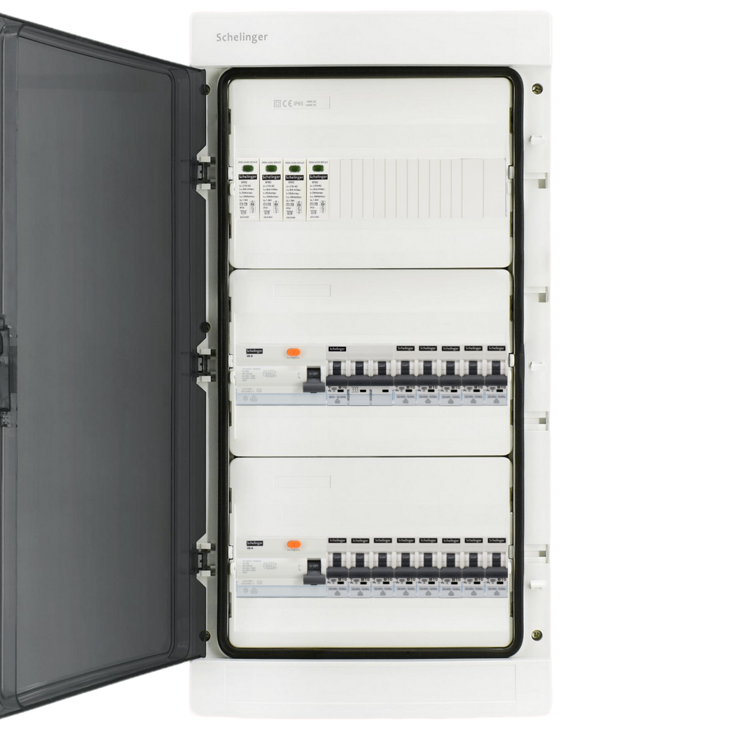 Sicherungskasten,3,4,5 Reihig, Aufputz, Unterputz, Hohlwand, verdrahtet, VDE 2 x FI 40A/30mA + 1 x 3P LS B16 + 13 x 1P LS B16