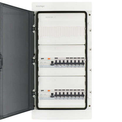 Sicherungskasten,3,4,5 Reihig, Aufputz, Unterputz, Hohlwand, verdrahtet, VDE 2 x FI 40A/30mA + 1 x 3P LS B16 + 13 x 1P LS B16