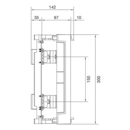 Hager UD21B1 Baustein, universN, 300 × 250mm, für Reiheneinbaugeräte waagerecht, 2 × 12 PLE