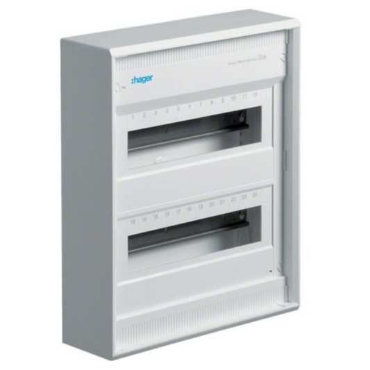 Hager VA24B Kleinverteiler Aufputz Volta, Aufputz, 2 × 12PLE, IP30, ohne Tür