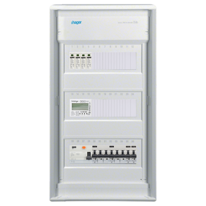 Sicherungskasten, 2,3,4,5 Reihig, Aufputz, Unterputz, Hohlwand, verdrahtet, VDE 1 x FI 40A/30mA + 2 x 3P LS B16 + 2 x 1P LS B16