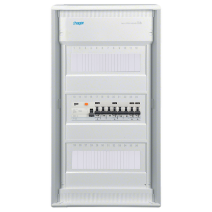 Sicherungskasten, 2,3,4,5 Reihig, Aufputz, Unterputz, Hohlwand, verdrahtet, VDE 1 x FI 40A/30mA + 2 x 3P LS B16 + 2 x 1P LS B16