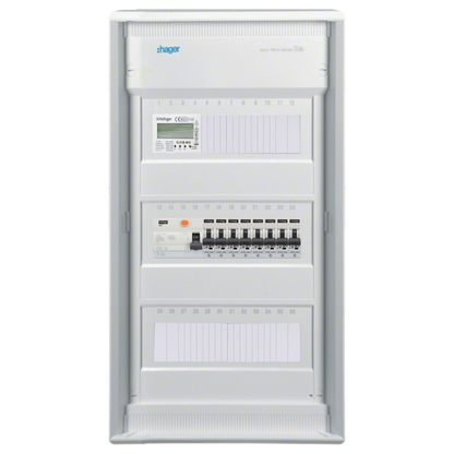 Sicherungskasten, 2,3,4,5 Reihig, Aufputz, Unterputz, Hohlwand, verdrahtet, VDE 1 x FI 40A/30mA + 8 x 1P LS B16
