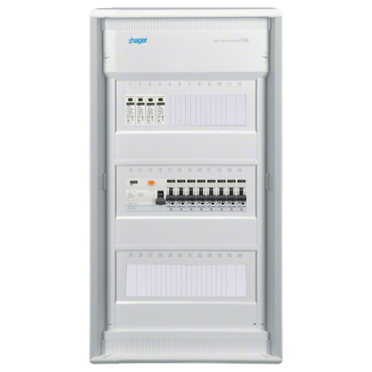 Sicherungskasten, 2,3,4,5 Reihig, Aufputz, Unterputz, Hohlwand, verdrahtet, VDE 1 x FI 40A/30mA + 8 x 1P LS B16