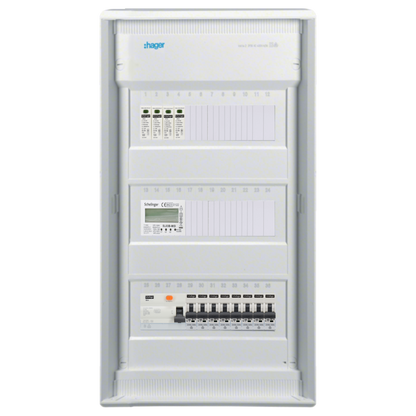 Sicherungskasten, 2,3,4,5 Reihig, Aufputz, Unterputz, Hohlwand, verdrahtet, VDE 1 x FI 40A/30mA + 8 x 1P LS B16