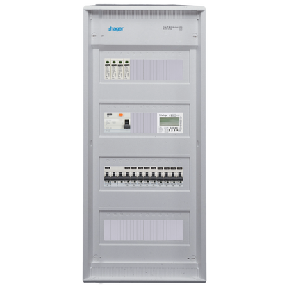 Sicherungskasten, 2,3,4,5 Reihig, Aufputz, Unterputz, Hohlwand, verdrahtet, VDE 1 x FI 40A/30mA + 1 x 3P LS B16  + 9 x 1P LS B16