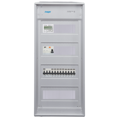 Sicherungskasten, 2,3,4,5 Reihig, Aufputz, Unterputz, Hohlwand, verdrahtet, VDE 1 x FI 40A/30mA + 1 x 3P LS B32  + 9 x 1P LS B16
