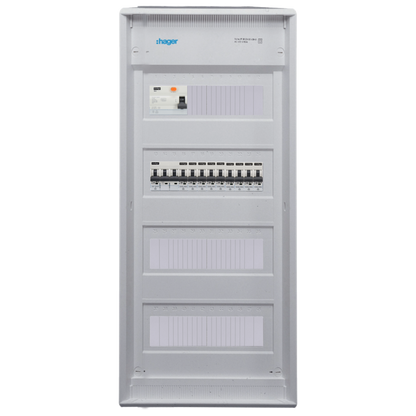 Sicherungskasten, 2,3,4,5 Reihig, Aufputz, Unterputz, Hohlwand, verdrahtet, VDE 1 x FI 40A/30mA + 1 x 3P LS B32  + 9 x 1P LS B16