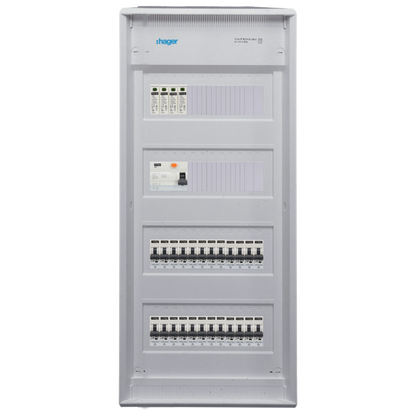 Sicherungskasten,3,4,5 Reihig, Aufputz, Unterputz, Hohlwand, verdrahtet, VDE 1 x FI 40A/30mA + 24 x 1P LS B16