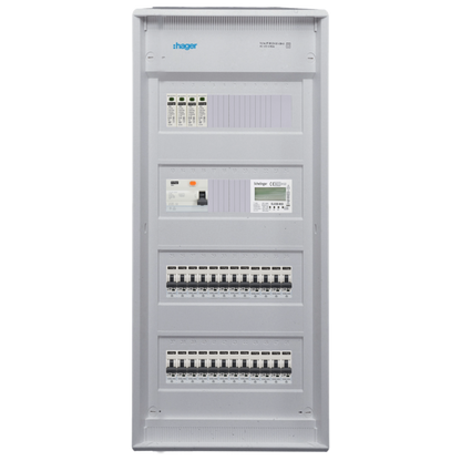 Sicherungskasten,3,4,5 Reihig, Aufputz, Unterputz, Hohlwand, verdrahtet, VDE 1 x FI 40A/30mA + 24 x 1P LS B16