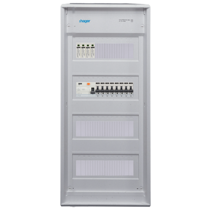 Sicherungskasten, 2,3,4,5 Reihig, Aufputz, Unterputz, Hohlwand, verdrahtet, VDE 1 x FI 40A/30mA + 8 x 1P LS B16