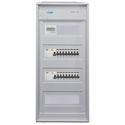 Sicherungskasten,3,4,5 Reihig, Aufputz, Unterputz, Hohlwand, verdrahtet, VDE 2 x FI 40A/30mA + 16 x 1P LS B16