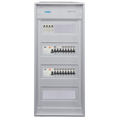 Sicherungskasten,3,4,5 Reihig, Aufputz, Unterputz, Hohlwand, verdrahtet, VDE 2 x FI 40A/30mA + 1 x 3P LS B16 + 13 x 1P LS B16