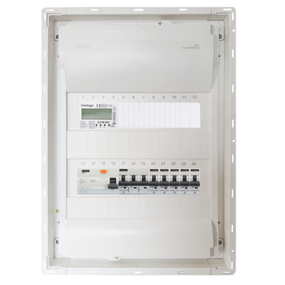 Sicherungskasten, 2,3,4,5 Reihig, Aufputz, Unterputz, Hohlwand, verdrahtet, VDE 1 x FI 40A/30mA + 1 x 3P LS B16 + 5 x 1P LS B16