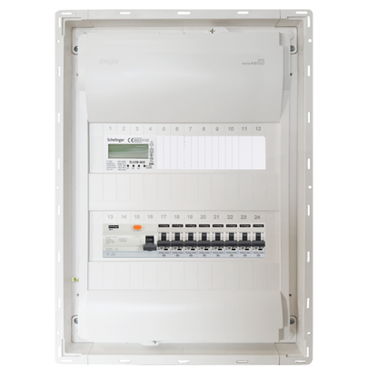 Sicherungskasten, 2,3,4,5 Reihig, Aufputz, Unterputz, Hohlwand, verdrahtet, VDE 1 x FI 40A/30mA + 8 x 1P LS B16