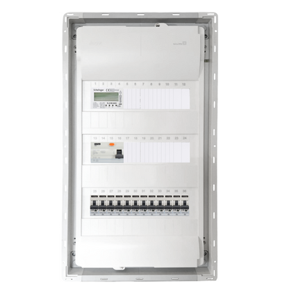Sicherungskasten, 2,3,4,5 Reihig, Aufputz, Unterputz, Hohlwand, verdrahtet, VDE 1 x FI 40A/30mA + 12 x 1P LS B16