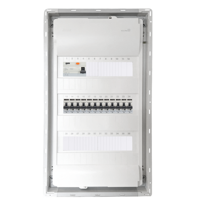 Sicherungskasten, 2,3,4,5 Reihig, Aufputz, Unterputz, Hohlwand, verdrahtet, VDE 1 x FI 40A/30mA + 12 x 1P LS B16