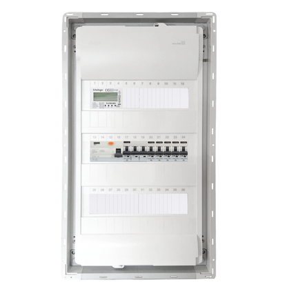 Sicherungskasten, 2,3,4,5 Reihig, Aufputz, Unterputz, Hohlwand, verdrahtet, VDE 1 x FI 40A/30mA + 1 x 3P LS B16 + 5 x 1P LS B16