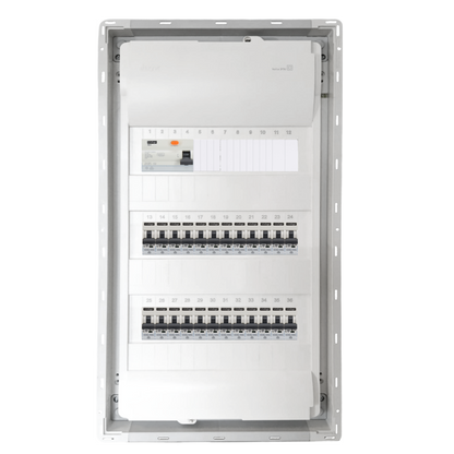 Sicherungskasten,3,4,5 Reihig, Aufputz, Unterputz, Hohlwand, verdrahtet, VDE 1 x FI 40A/30mA + 24 x 1P LS B16