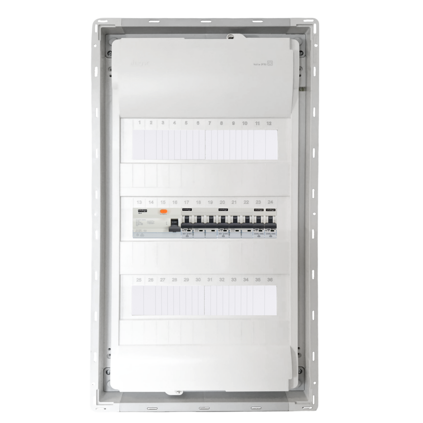 Sicherungskasten, 2,3,4,5 Reihig, Aufputz, Unterputz, Hohlwand, verdrahtet, VDE 1 x FI 40A/30mA + 2 x 3P LS B16 + 2 x 1P LS B16