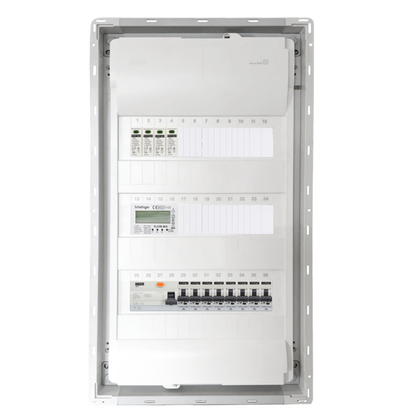 Sicherungskasten, 2,3,4,5 Reihig, Aufputz, Unterputz, Hohlwand, verdrahtet, VDE 1 x FI 40A/30mA + 8 x 1P LS B16