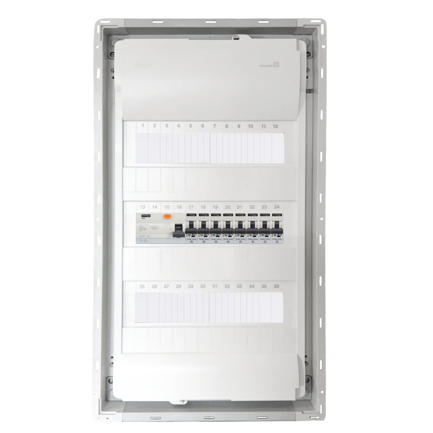 Sicherungskasten, 2,3,4,5 Reihig, Aufputz, Unterputz, Hohlwand, verdrahtet, VDE 1 x FI 40A/30mA + 8 x 1P LS B16