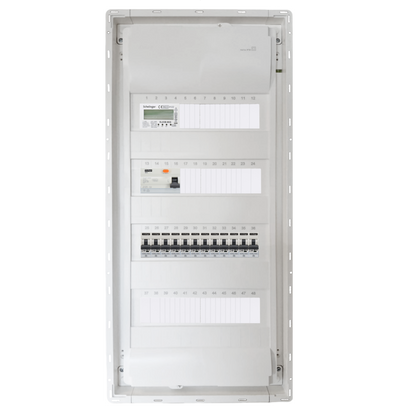 Sicherungskasten, 2,3,4,5 Reihig, Aufputz, Unterputz, Hohlwand, verdrahtet, VDE 1 x FI 40A/30mA + 12 x 1P LS B16