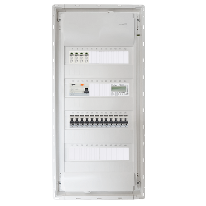 Sicherungskasten, 2,3,4,5 Reihig, Aufputz, Unterputz, Hohlwand, verdrahtet, VDE 1 x FI 40A/30mA + 12 x 1P LS B16