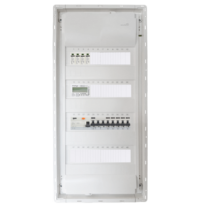 Sicherungskasten, 2,3,4,5 Reihig, Aufputz, Unterputz, Hohlwand, verdrahtet, VDE 1 x FI 40A/30mA + 1 x 3P LS B16 + 5 x 1P LS B16
