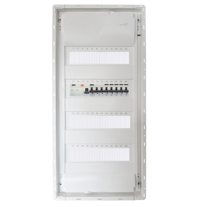 Sicherungskasten, 2,3,4,5 Reihig, Aufputz, Unterputz, Hohlwand, verdrahtet, VDE 1 x FI 40A/30mA + 1 x 3P LS B16 + 5 x 1P LS B16