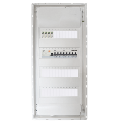 Sicherungskasten, 2,3,4,5 Reihig, Aufputz, Unterputz, Hohlwand, verdrahtet, VDE 1 x FI 40A/30mA + 2 x 3P LS B16 + 2 x 1P LS B16