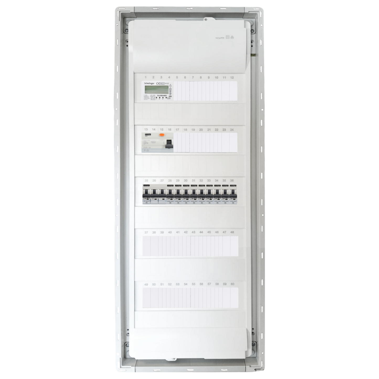 Sicherungskasten, 2,3,4,5 Reihig, Aufputz, Unterputz, Hohlwand, verdrahtet, VDE 1 x FI 40A/30mA + 1 x 3P LS B16  + 9 x 1P LS B16