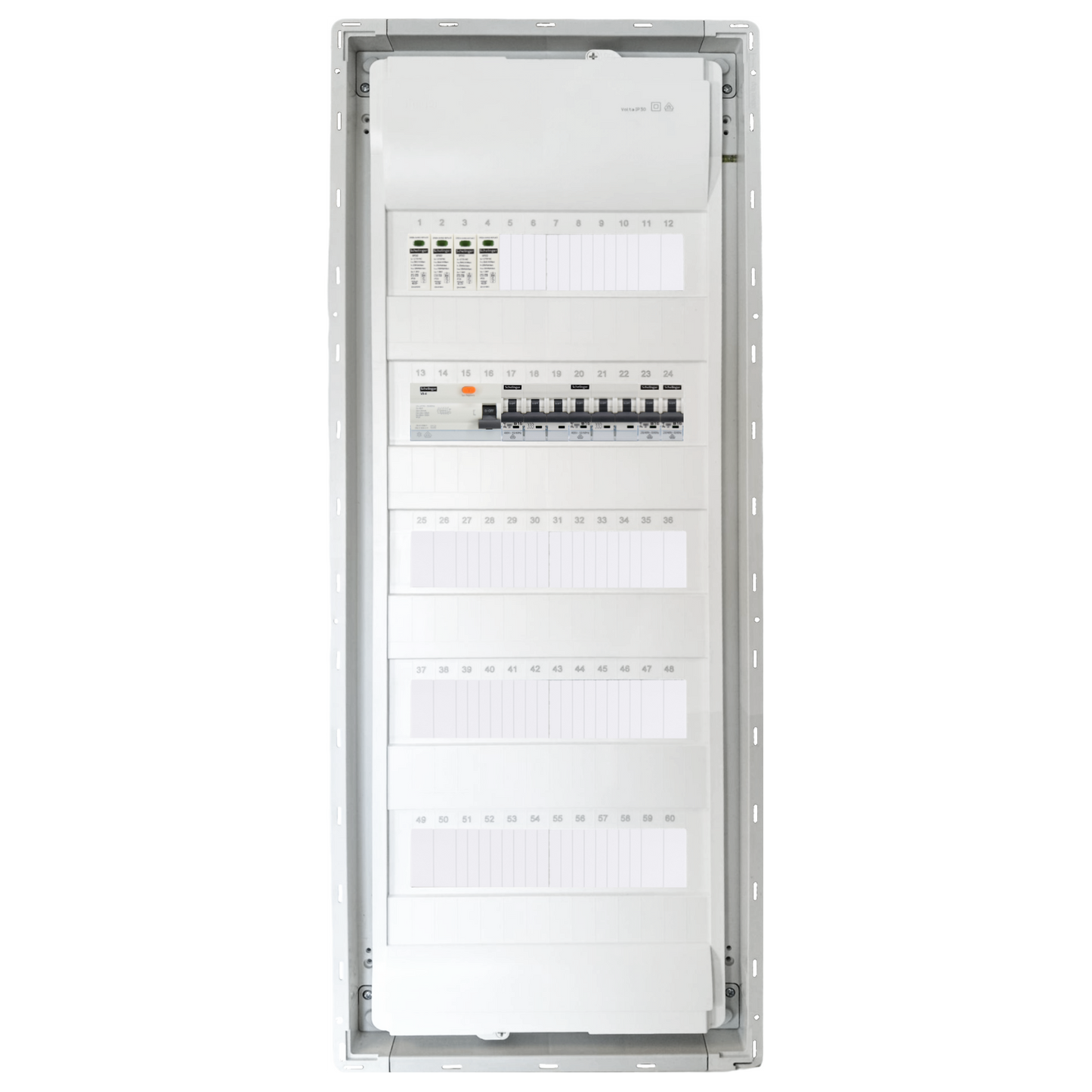 Sicherungskasten, 2,3,4,5 Reihig, Aufputz, Unterputz, Hohlwand, verdrahtet, VDE 1 x FI 40A/30mA + 2 x 3P LS B16 + 2 x 1P LS B16