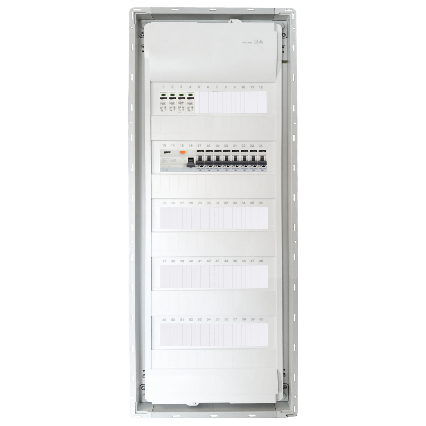 Sicherungskasten, 2,3,4,5 Reihig, Aufputz, Unterputz, Hohlwand, verdrahtet, VDE 1 x FI 40A/30mA + 8 x 1P LS B16