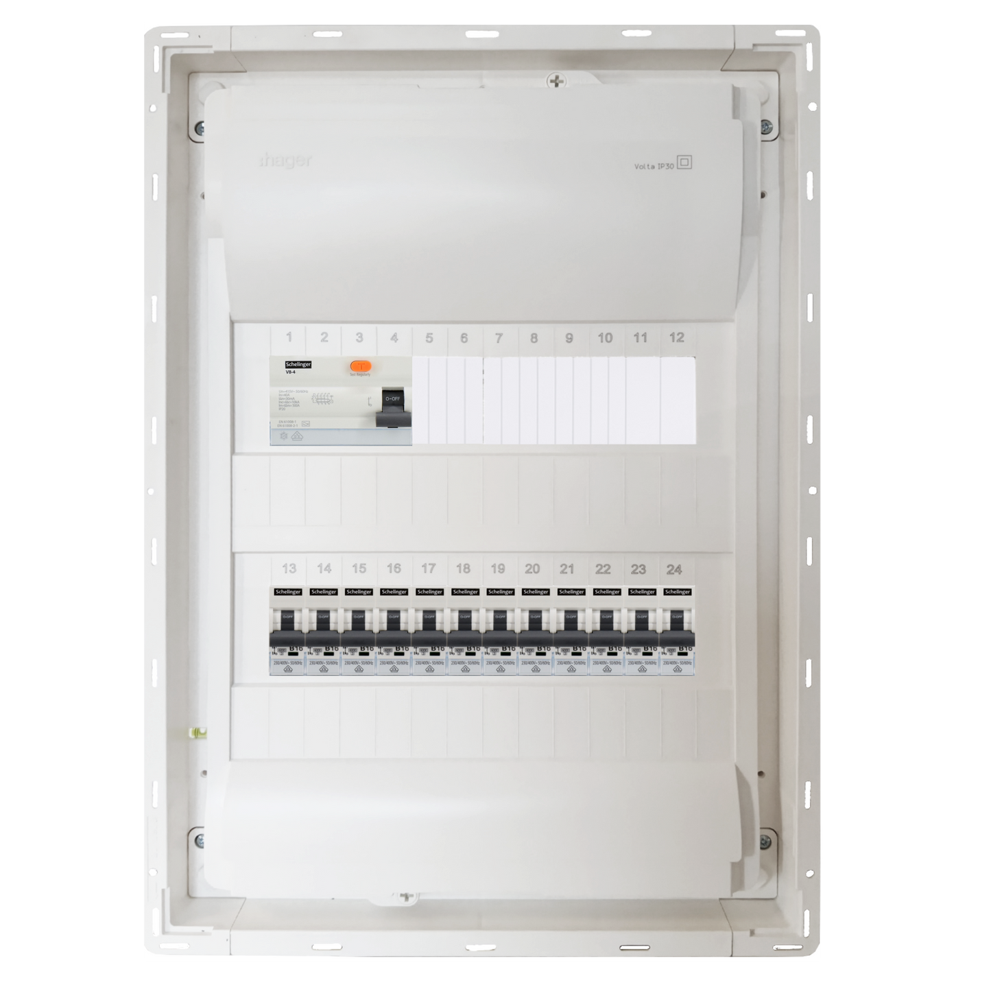 Sicherungskasten, 2,3,4,5 Reihig, Aufputz, Unterputz, Hohlwand, verdrahtet, VDE 1 x FI 40A/30mA + 12 x 1P LS B16