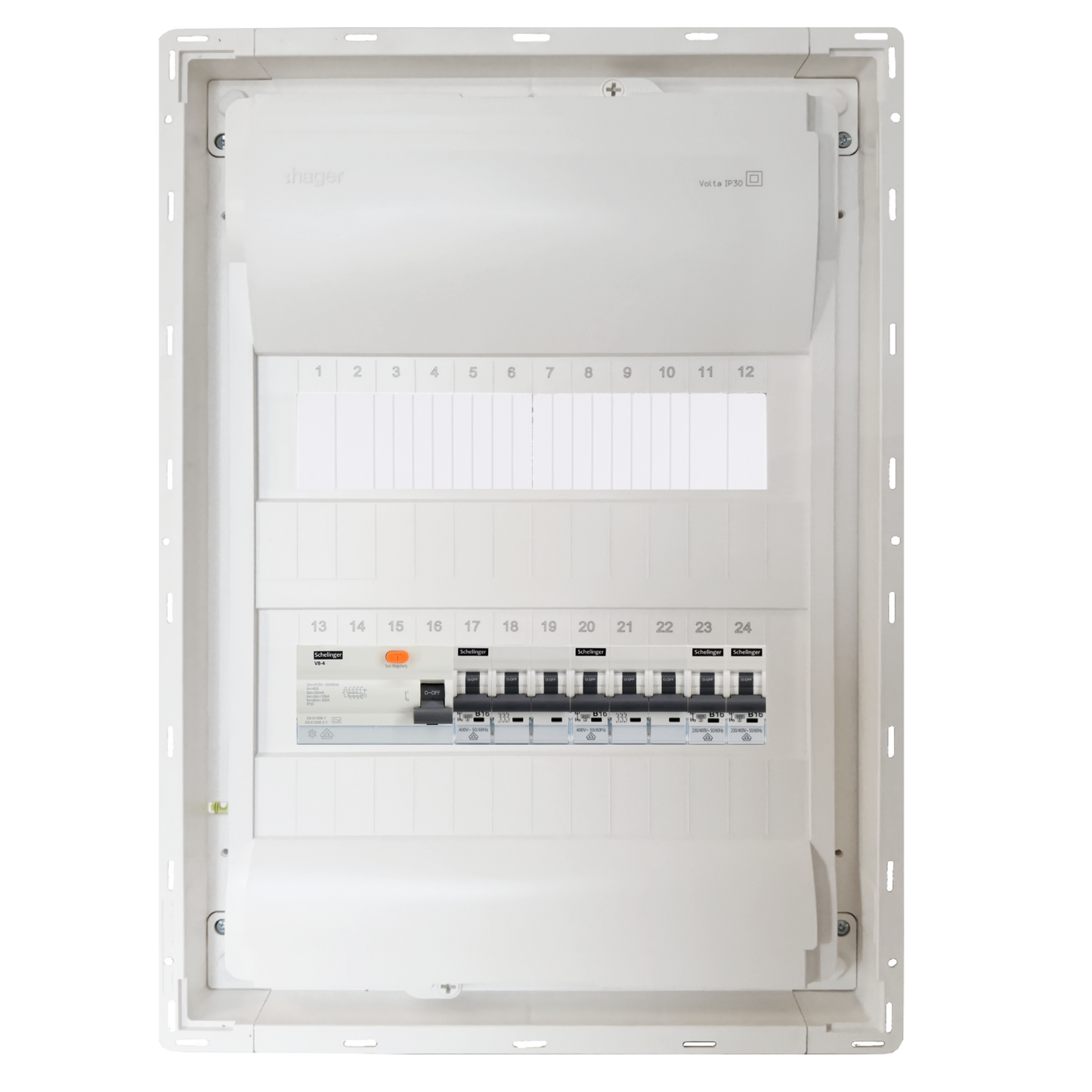 Sicherungskasten, 2,3,4,5 Reihig, Aufputz, Unterputz, Hohlwand, verdrahtet, VDE 1 x FI 40A/30mA + 2 x 3P LS B16 + 2 x 1P LS B16