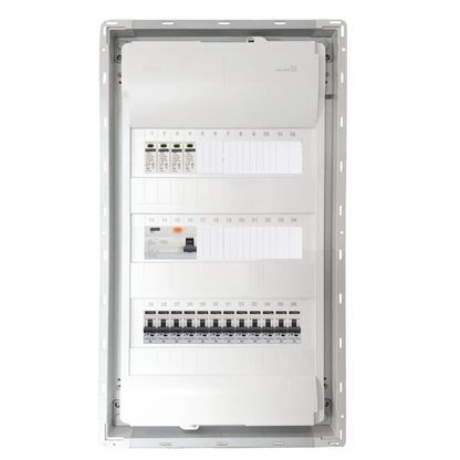 Sicherungskasten, 2,3,4,5 Reihig, Aufputz, Unterputz, Hohlwand, verdrahtet, VDE 1 x FI 40A/30mA + 12 x 1P LS B16